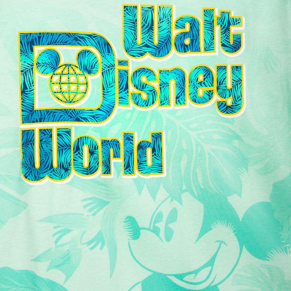 Walt Disney World Mickey Mouse Tropical T-Shirt for Adults Aqua - World of Treasures