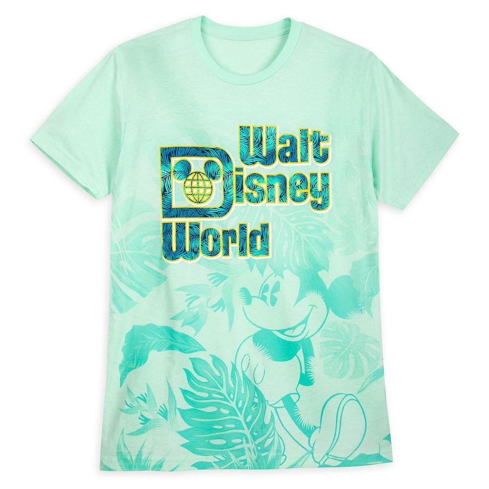 Walt Disney World Mickey Mouse Tropical T-Shirt for Adults Aqua - World of Treasures