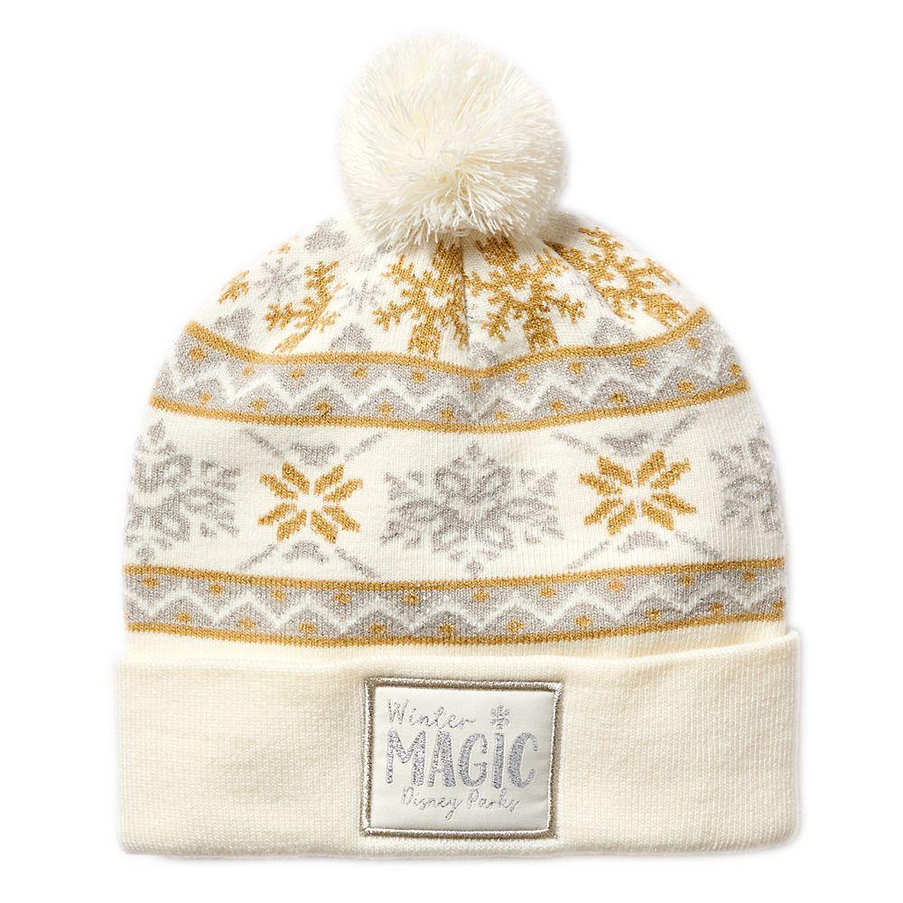 Disney Parks Silver and Gold Knit Beanie for Adults - World of Treasures