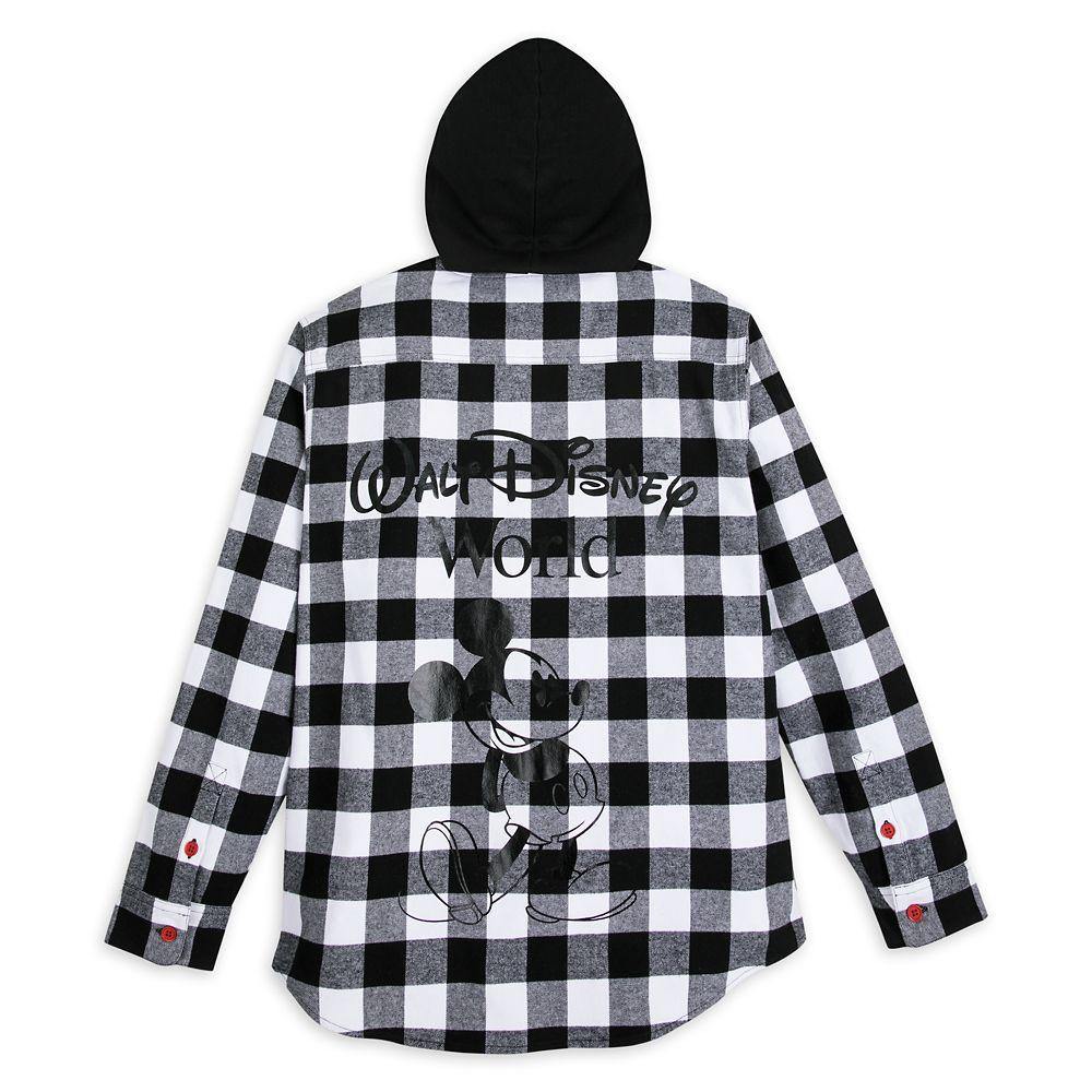 Walt Disney World Mickey Mouse Classic Fashion Hoodie for Adults – Black & White Plaid - World of Treasures