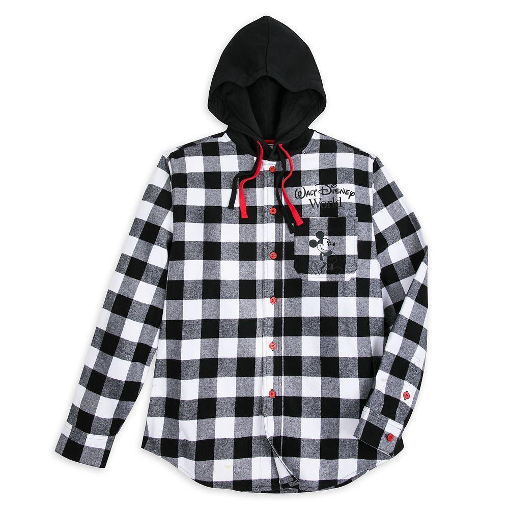 Walt Disney World Mickey Mouse Classic Fashion Hoodie for Adults – Black & White Plaid - World of Treasures