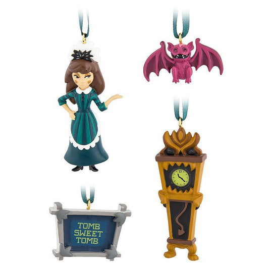 Disney The Haunted Mansion Mini Ornament Set-Maid, Clock, Bat, Tomb Sweet Tomb - World of Treasures