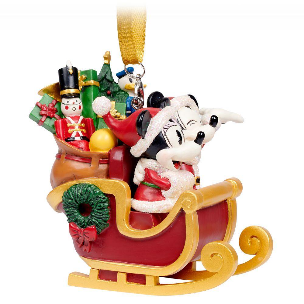 Disney Santa Mickey and Minnie Mouse in Sleigh Ornament - World of Treasures