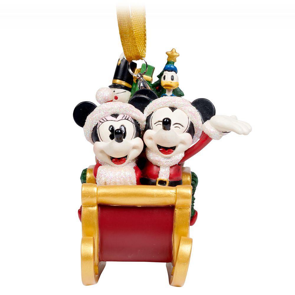 Disney Santa Mickey and Minnie Mouse in Sleigh Ornament - World of Treasures