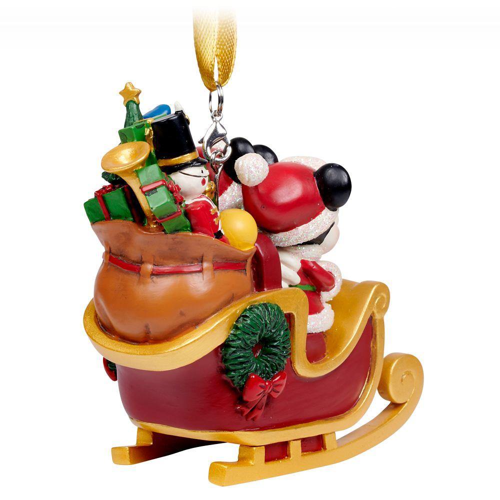 Disney Santa Mickey and Minnie Mouse in Sleigh Ornament - World of Treasures