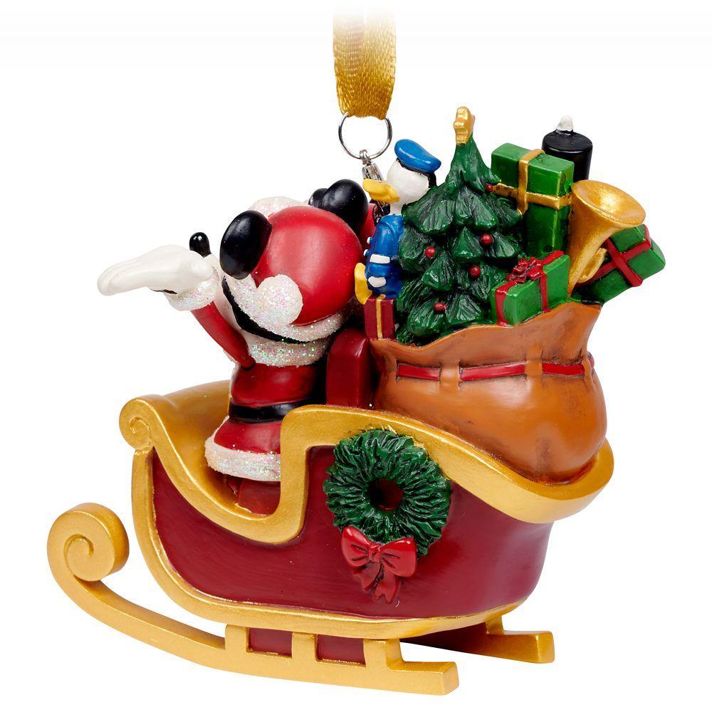 Disney Santa Mickey and Minnie Mouse in Sleigh Ornament - World of Treasures