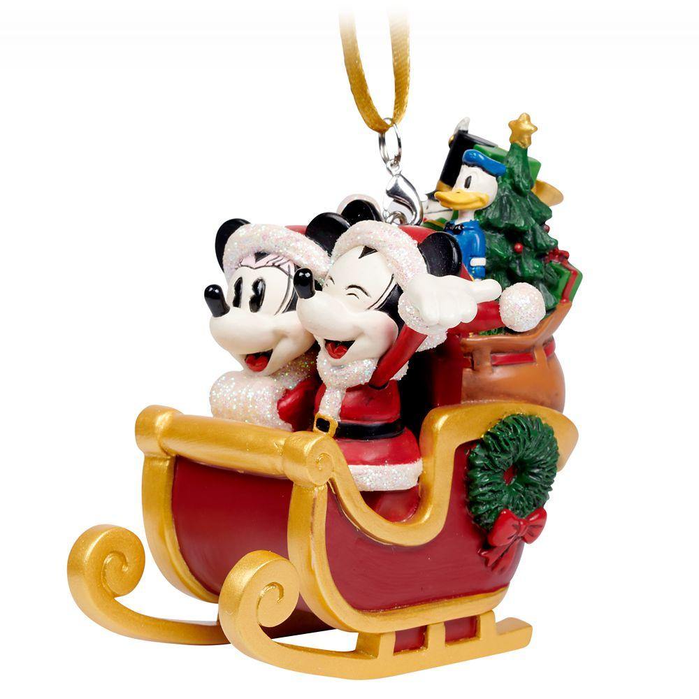 Disney Santa Mickey and Minnie Mouse in Sleigh Ornament - World of Treasures