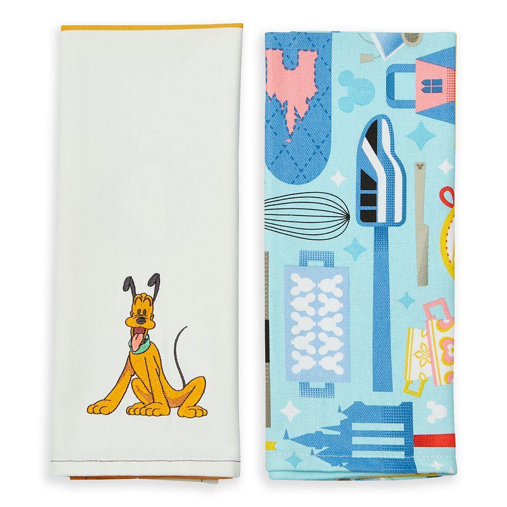 Disney Parks Mousewares Pluto and Park Icon Kitchen Towel Set - World of Treasures