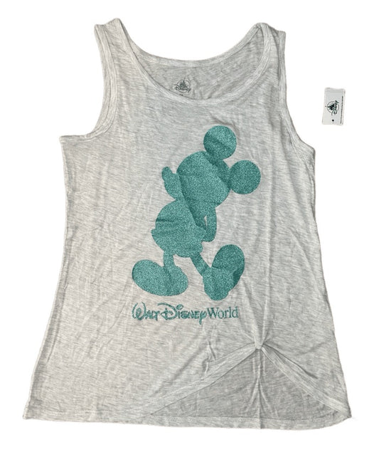 Walt Disney World Glitter Mickey Tank Top Shirt for Women-Grey