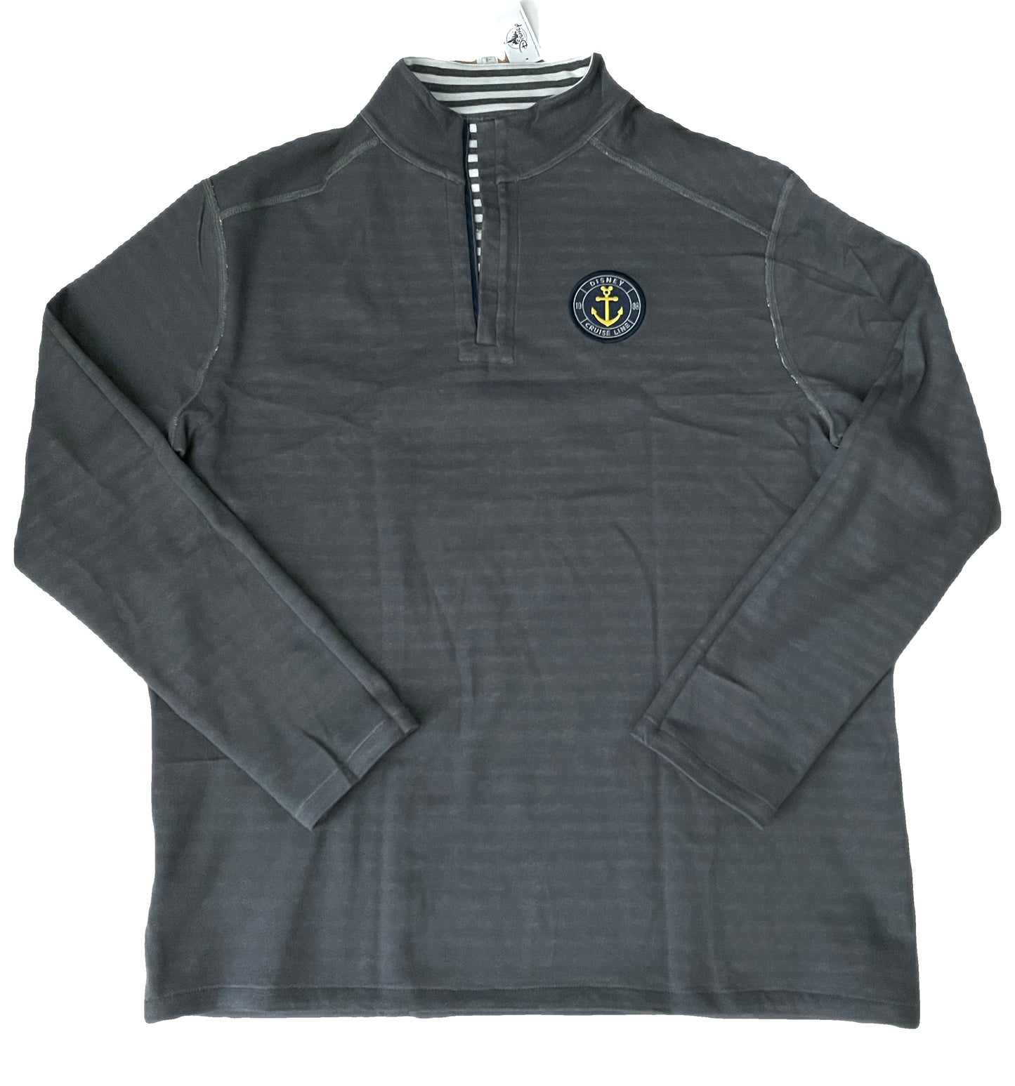 Disney Cruise Line Reversible Half Zip Stripe Grey Pullover