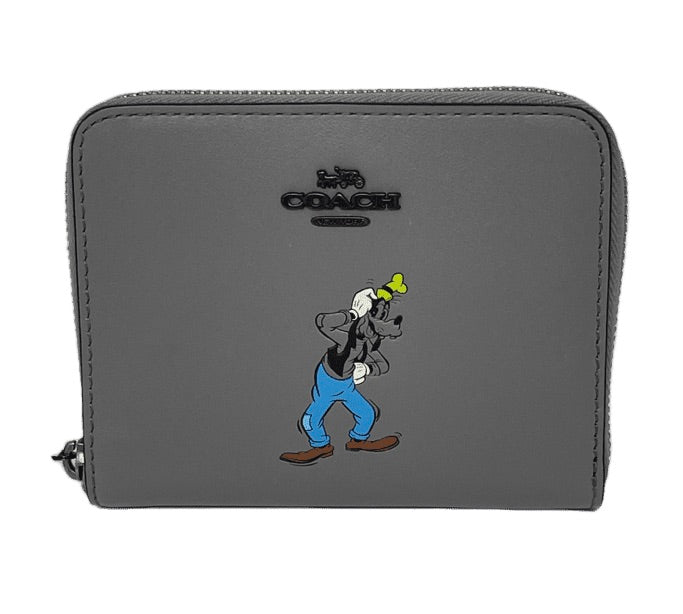 Disney X COACH Goofy Grey Small Zip Around Wallet