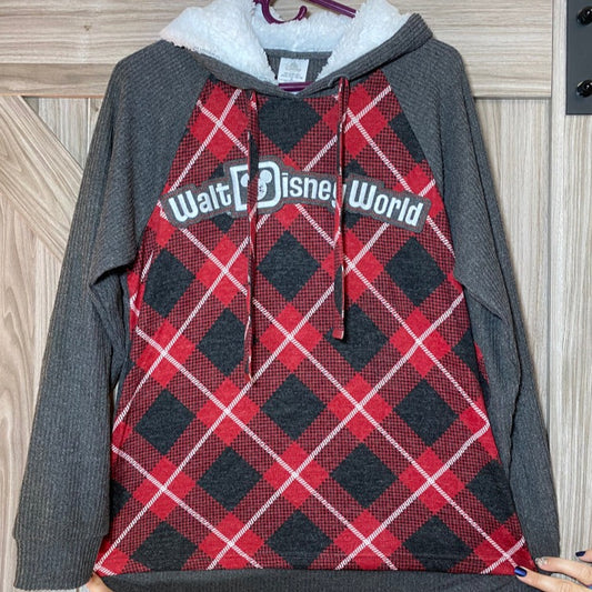 Walt Disney World Buffalo Plaid Pull Over Hoodie XS