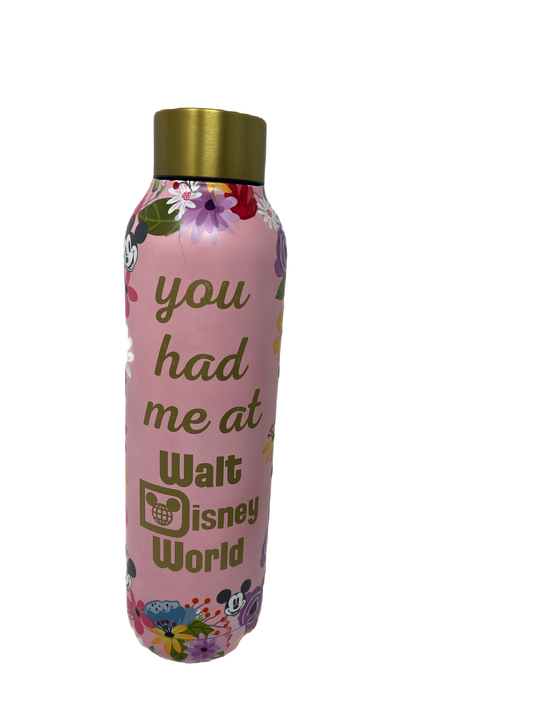 Walt Disney World Mickey Mouse Floral Stainless Steel Water Bottle