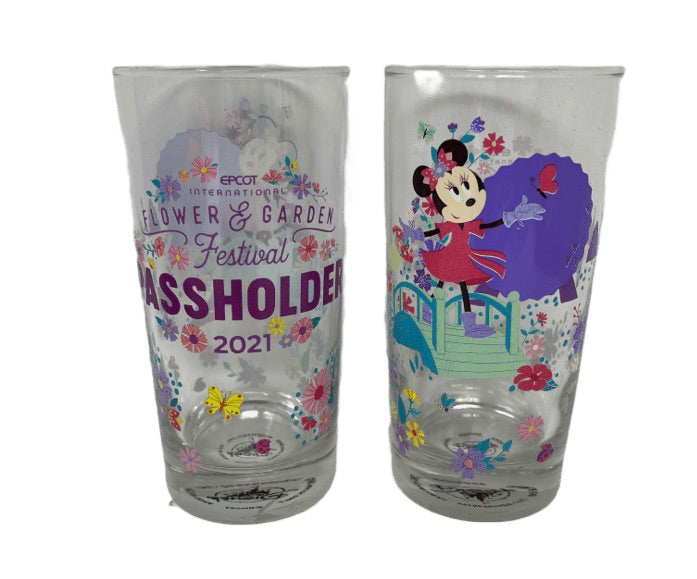 Disney Epcot 2021 Flower and Garden Festival Minnie Passholder Glass