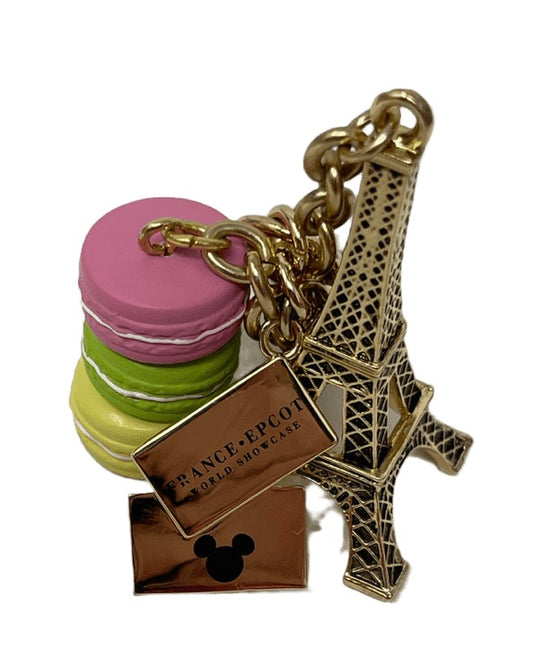 Disney Epcot France World Showcase Mickey Postcard Macaroon Eiffel Tower Keychai