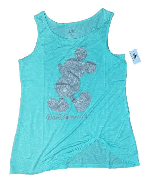 Walt Disney World Glitter Mickey Tank Top Shirt for Women-Teal Mint