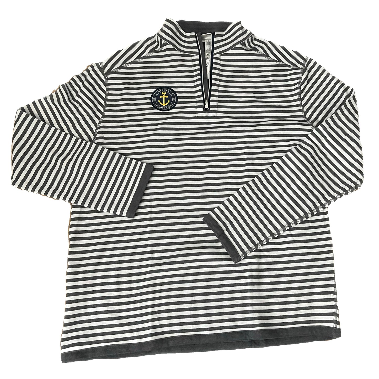 Disney Cruise Line Reversible Half Zip Stripe Grey Pullover