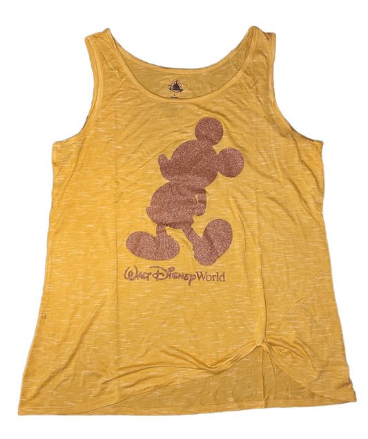 Walt Disney World Glitter Mickey Tank Top Shirt for Women-Yellow