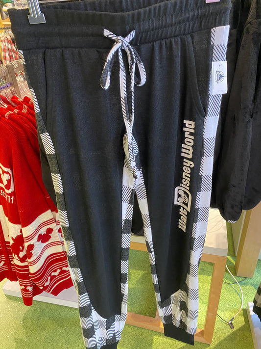 Walt Disney World Black and White Plaid Joggers for Women