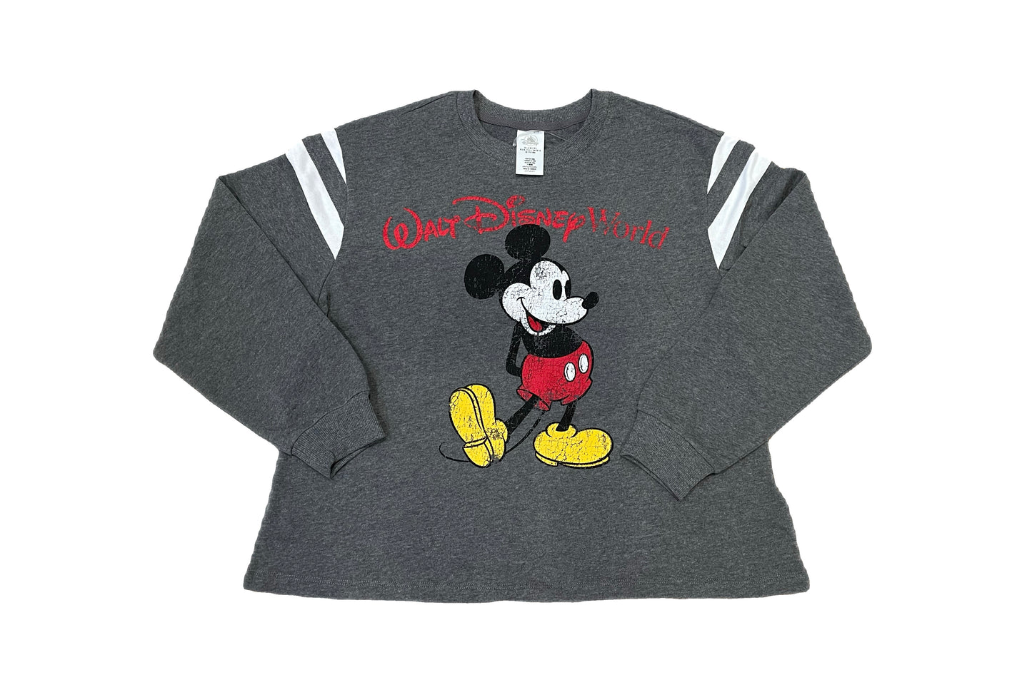 Walt Disney World Mickey Football Raglan Pullover-Grey Large