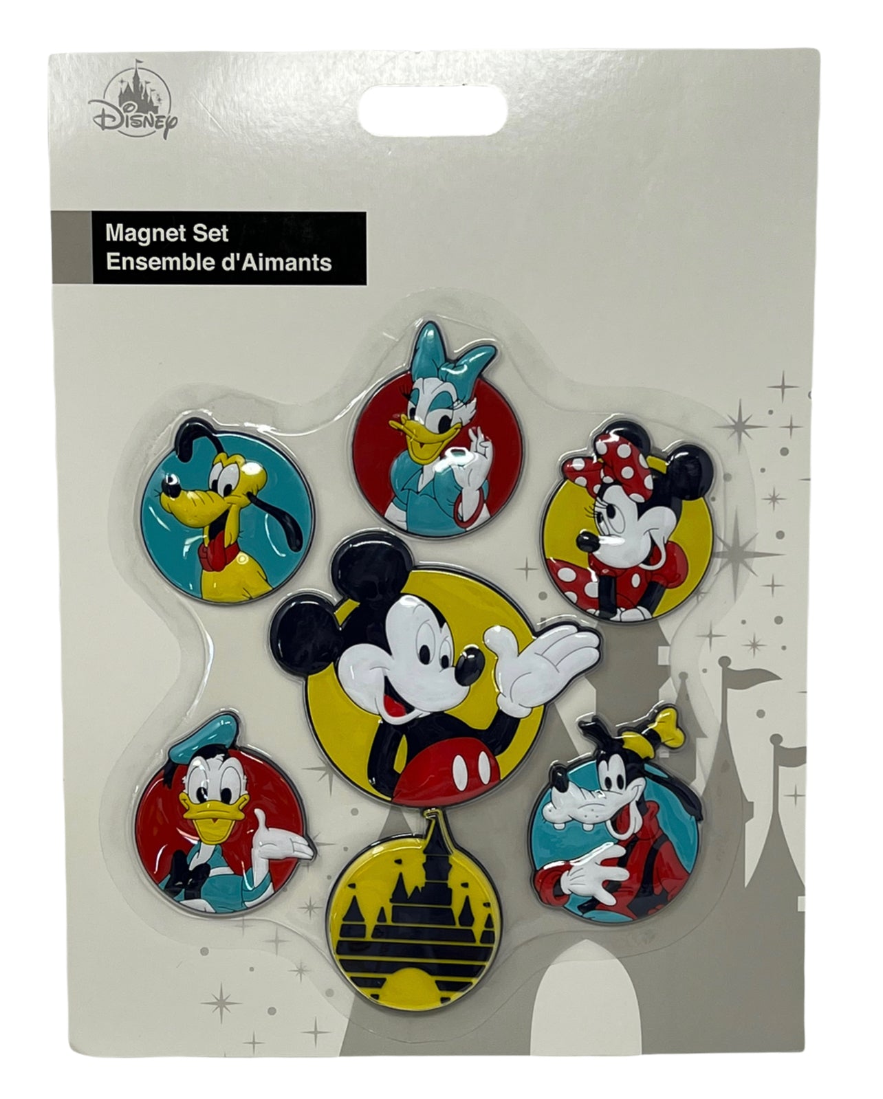 Disney Mickey, Minnie, Donald, Daisy, Goofy, Pluto, Castle Rubber Magnet Set