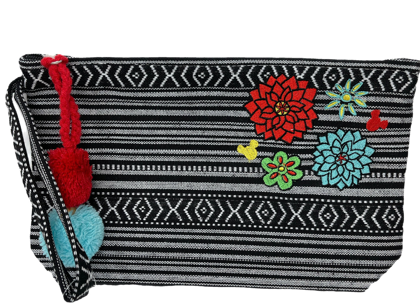 Disney Epcot Mexico World Showcase Mickey Embroidered Wristlet