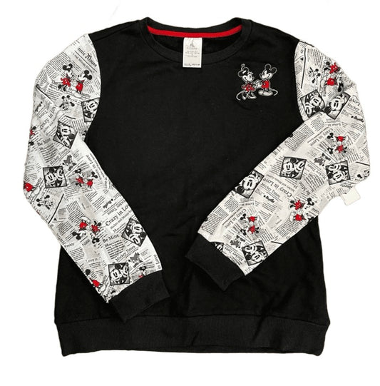 Disney Mickey and Minnie Mouse Newsprint Comics Sweatshirt for Women
