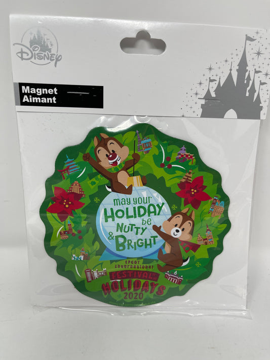 Disney Epcot Festival of Holidays 2020 Chip and Dale Wreath Magnet