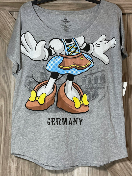 Disney Epcot Germany World Showcase Minnie lederhosen Ladies Dolman Shirt