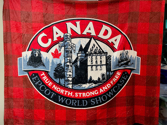 Disney Epcot Canada World Showcase Buffalo Plaid Fleece Blanket Throw