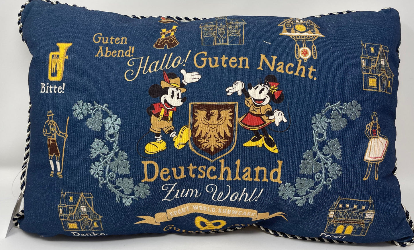 Disney Epcot Germany World Showcase Mickey and Minnie 2 Sided Pillow