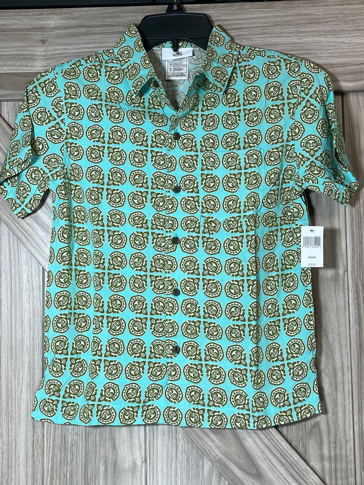 Disney Polynesian Village Resort Tiki Button Down Mens Hawaiian Camp Shirt