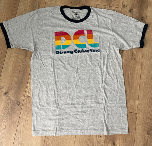 Disney Cruise Line Rainbow DCL Ringer Large Shirt