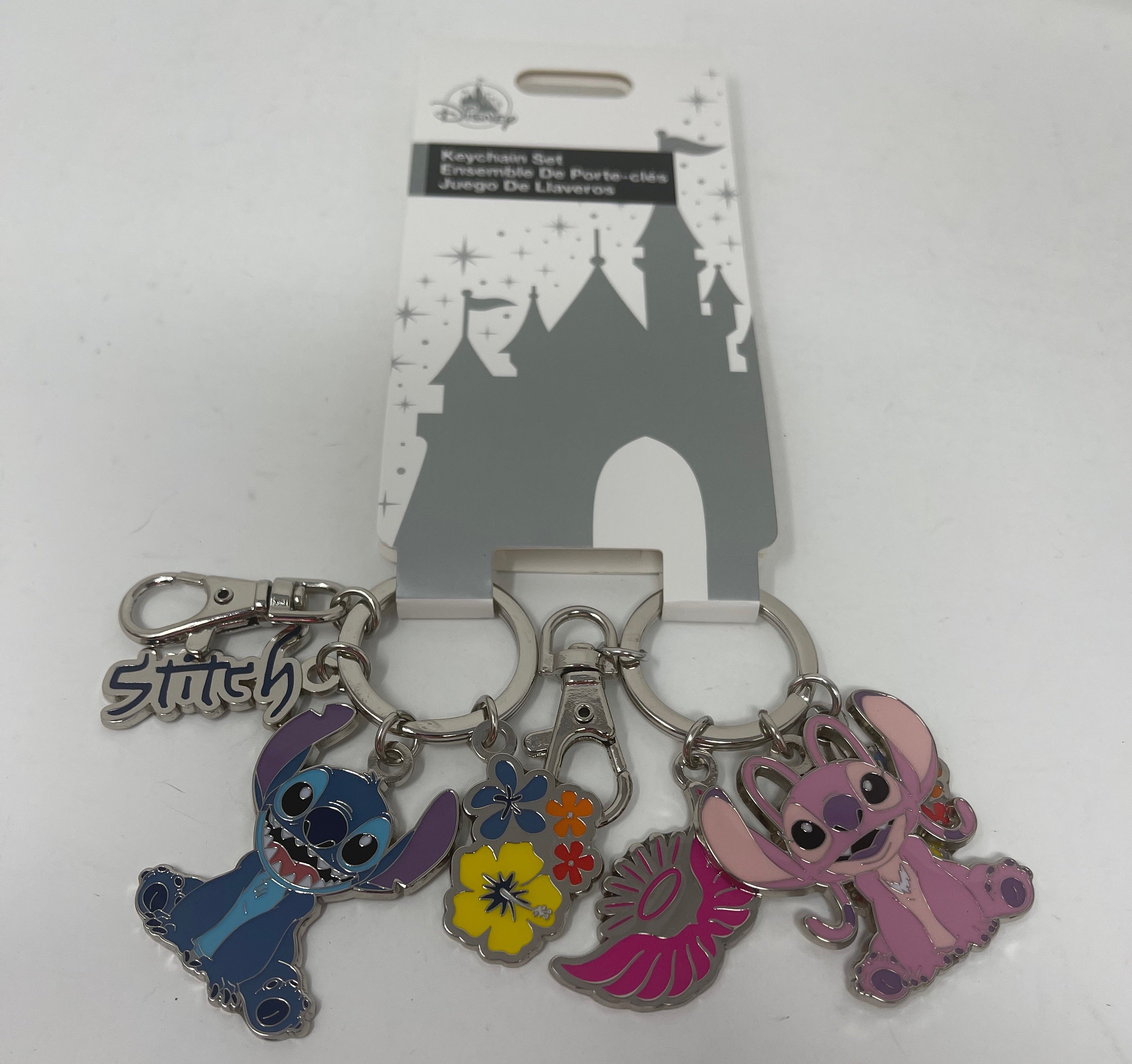 Disney Stitch and Angel Keychain Clip Set World of Treasures