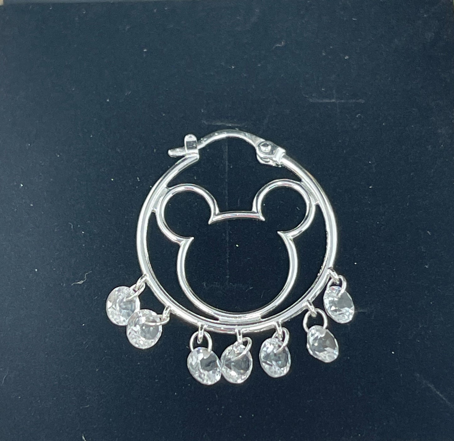 Disney Mickey Hoop Silver Earrings with Dangles by Rebecca Hook