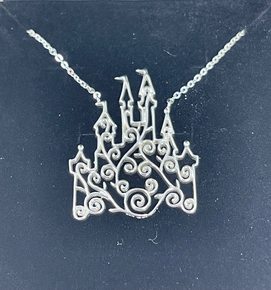 Disney Filigree Scroll Castle with Mickey Necklace by Rebecca Hook