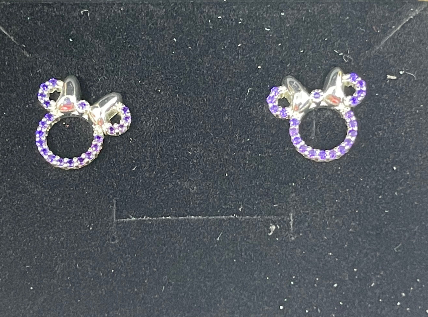 Disney Minnie Purple Sterling Silver Earrings by Rebecca Hook