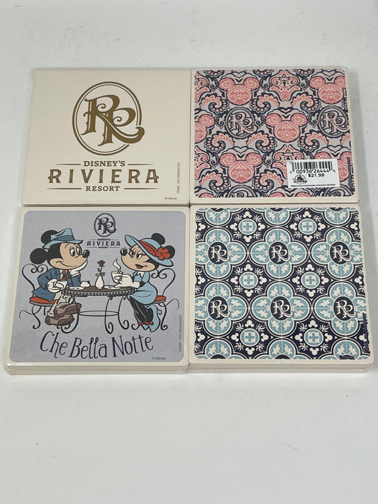 Disney Riviera Resort Minnie and Mickey Ceramic Coaster Set