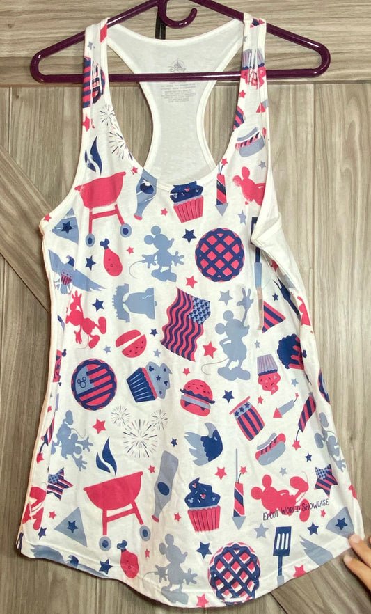 Disney Epcot World Showcase Mickey Americana USA Ladies Tank