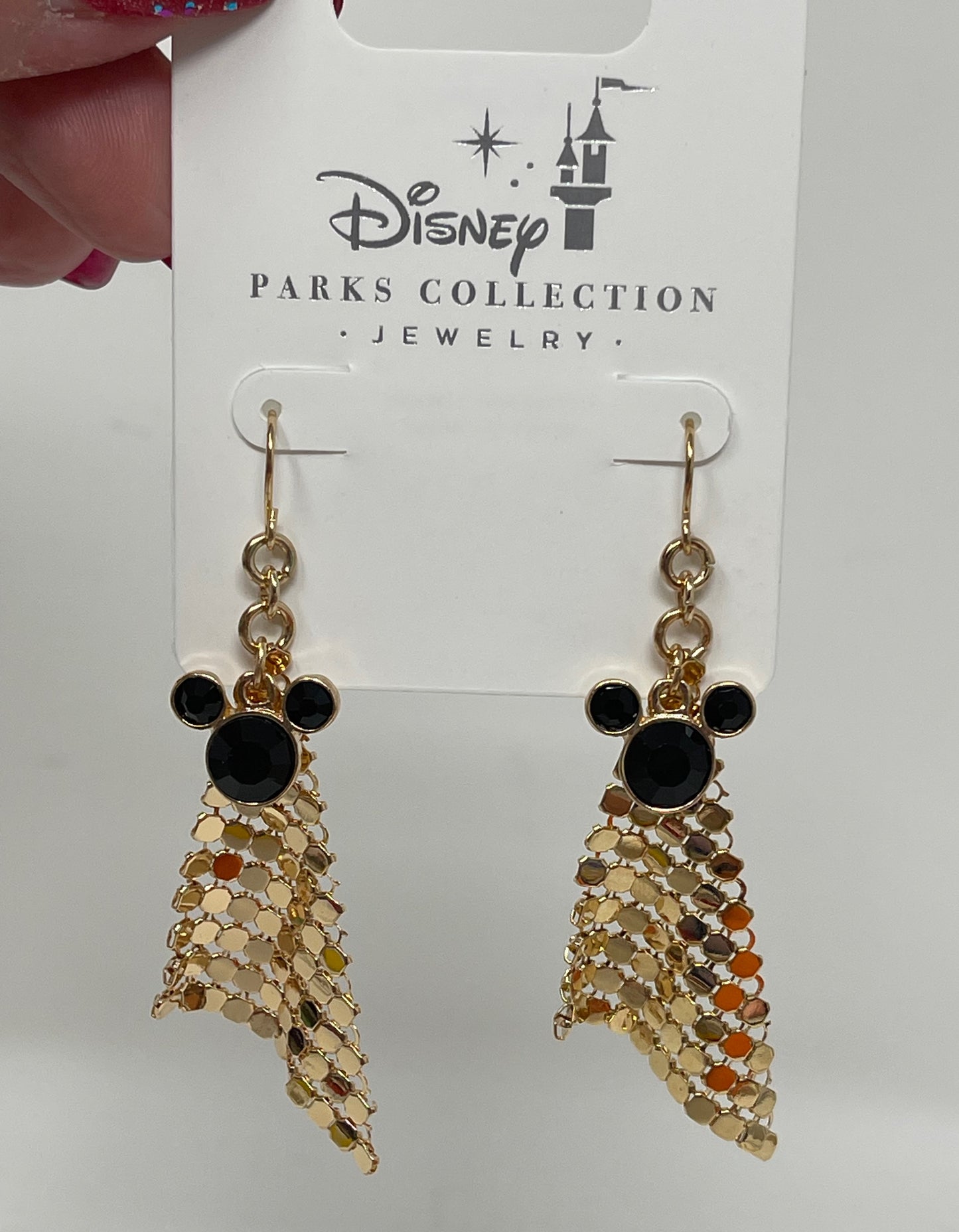 Disney Parks Collection Rose Gold Mesh Mickey Earrings