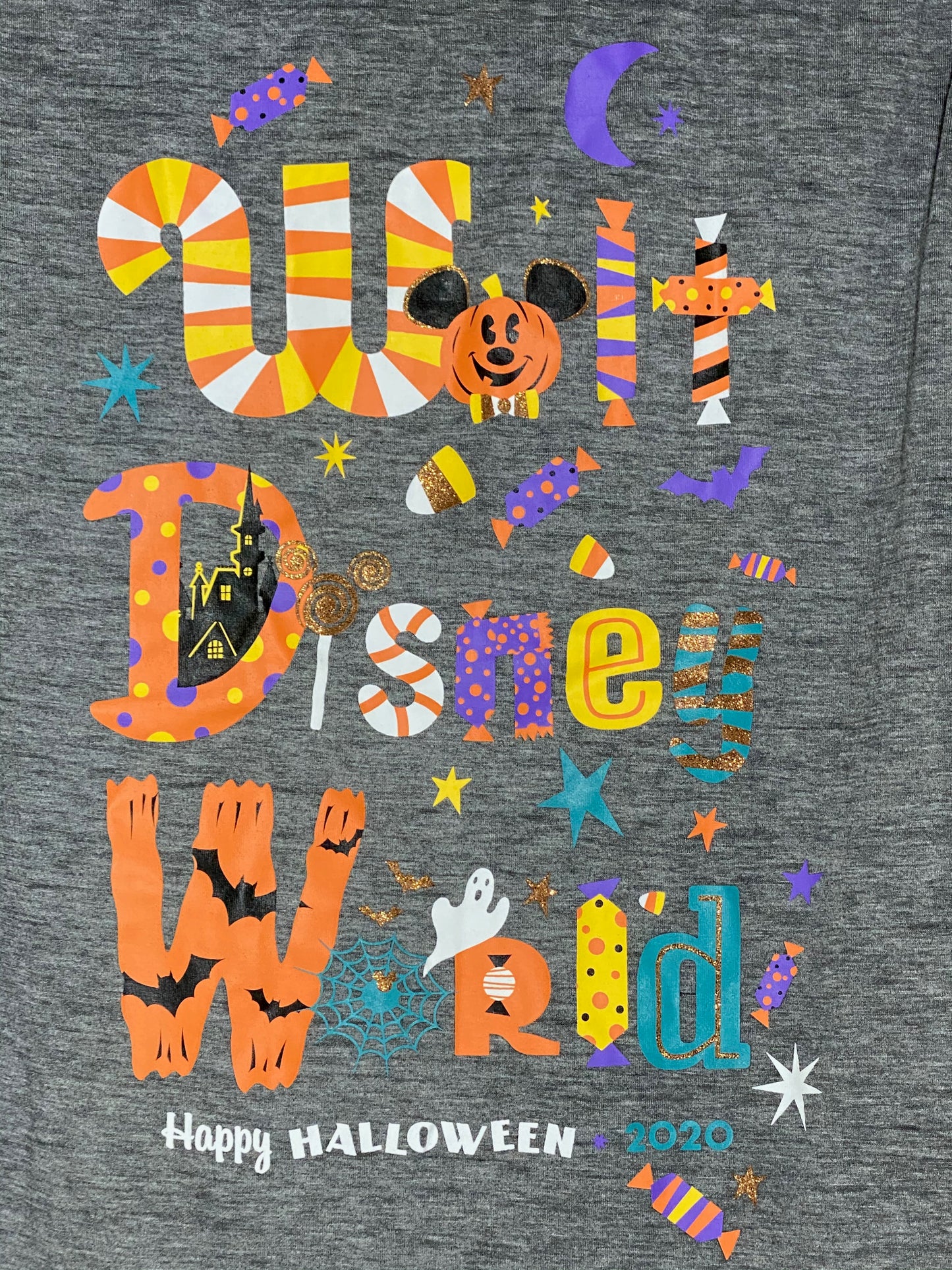 Disney World Glitter Halloween Burn Out Split Back Tank Top Shirt - XS