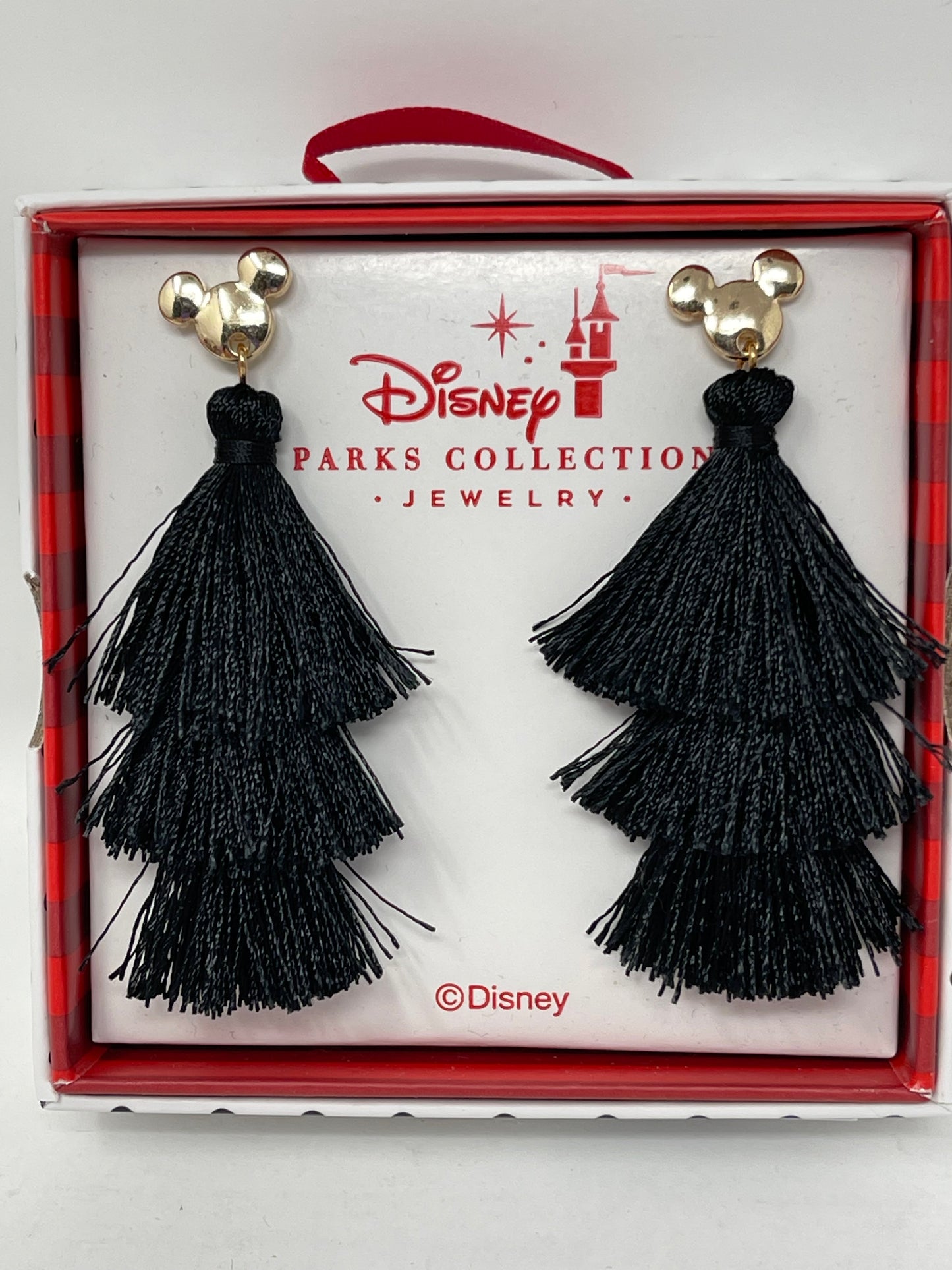 Disney Parks Jewelry Collection Gold Mickey and Black Tassel Earrings