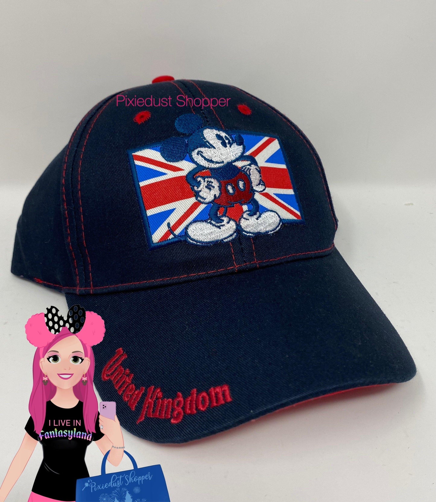 Disney Epcot UK World Showcase Mickey Mouse Cheers UK Flag Baseball Hat - World of Treasures