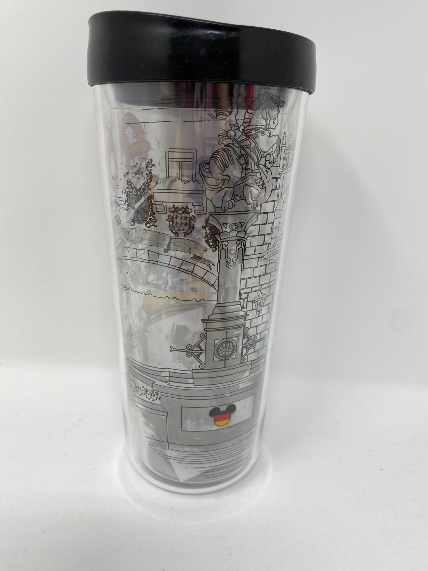 Disney Epcot Germany Mickey Pretzel Tumbler Cup with Lid 18oz