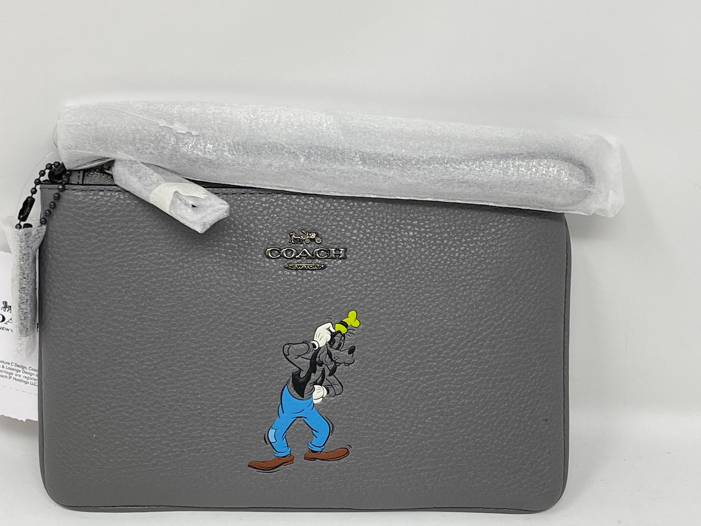 Disney X COACH Goofy Grey Wristlet