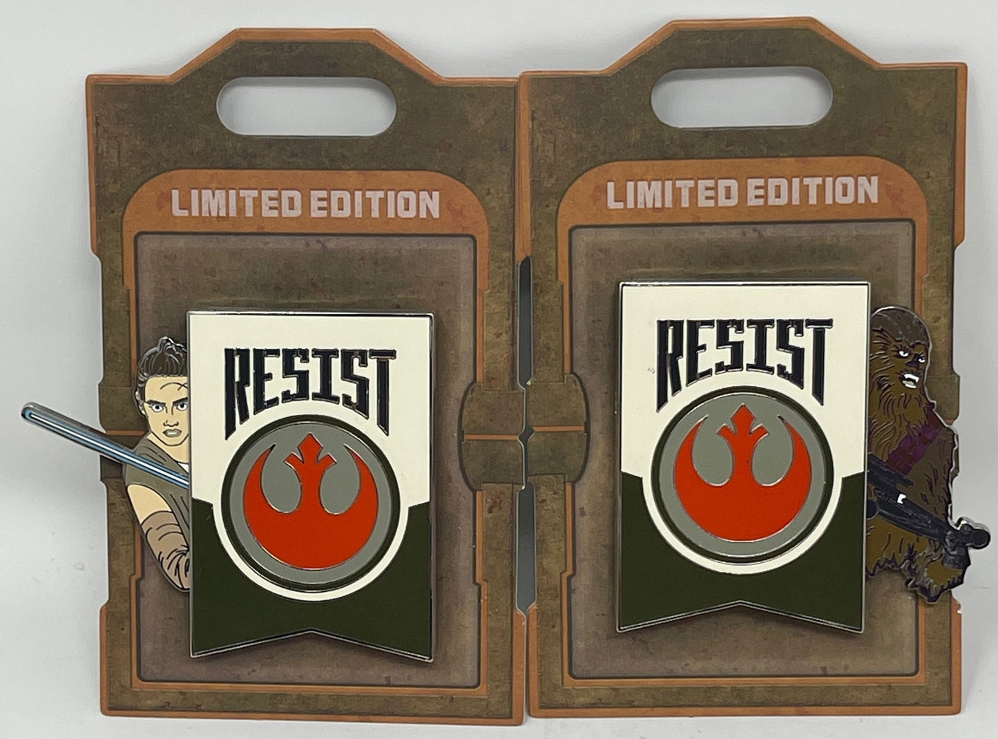 Disney Star Wars Galaxy’s Edge Resist Rey Chewbacca Slider Pin Limited Edition