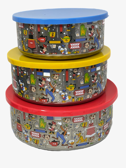 Disney Mousewares Set of 3 Nesting Storage Containers with Lids with Mickey and