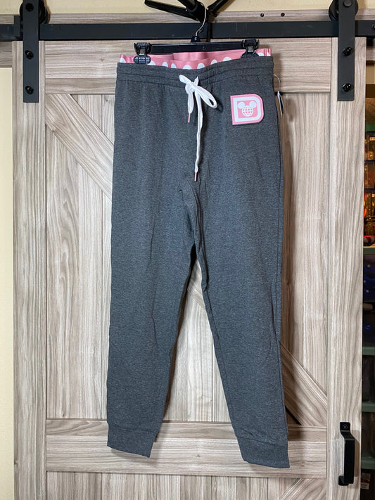 Walt Disney World Mickey Mouse Flip Down Waistband Pink Rose Gold and Gray Sweat