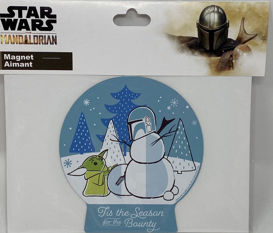 Disney Star Wars Baby Yoda Mandalorian Snowman Snowglobe Magnet Tis the Season f