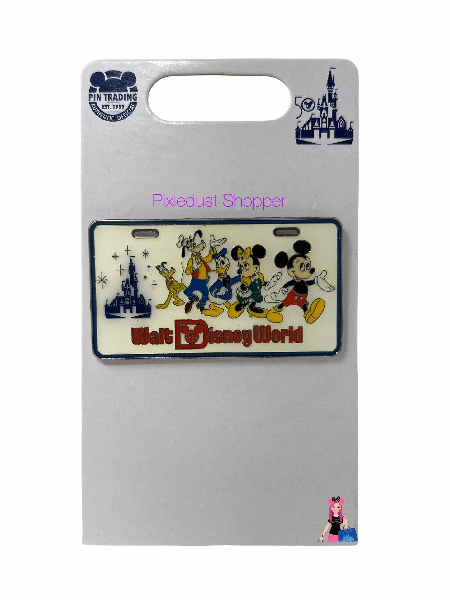 Walt Disney World 50th Anniversary Vault Collection License Plate Pin - World of Treasures